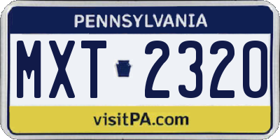 PA license plate MXT2320
