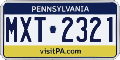 PA license plate MXT2321
