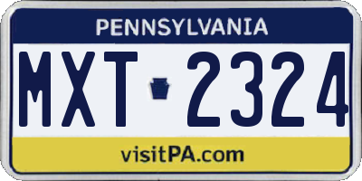 PA license plate MXT2324