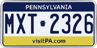 PA license plate MXT2326