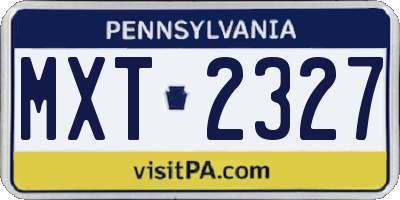 PA license plate MXT2327