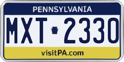 PA license plate MXT2330
