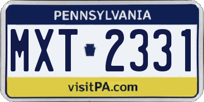 PA license plate MXT2331