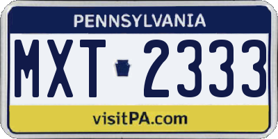 PA license plate MXT2333