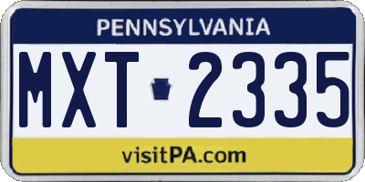 PA license plate MXT2335
