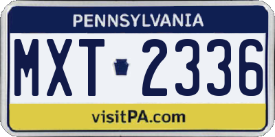 PA license plate MXT2336