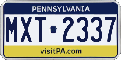 PA license plate MXT2337