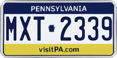 PA license plate MXT2339