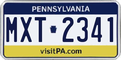 PA license plate MXT2341