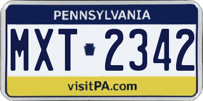 PA license plate MXT2342