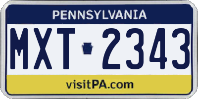 PA license plate MXT2343