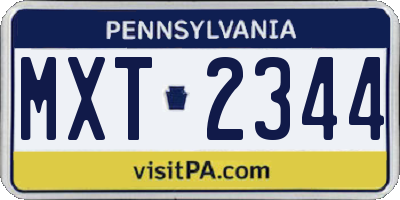 PA license plate MXT2344