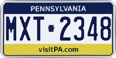 PA license plate MXT2348