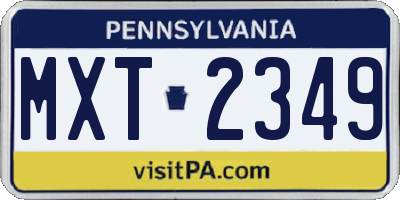 PA license plate MXT2349