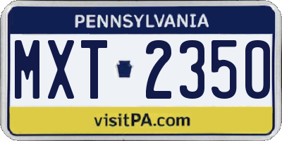 PA license plate MXT2350