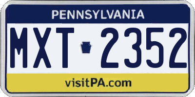 PA license plate MXT2352