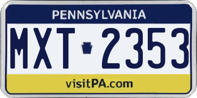 PA license plate MXT2353