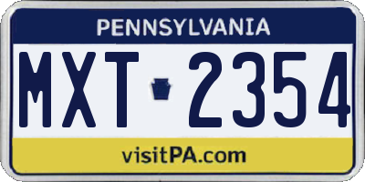 PA license plate MXT2354