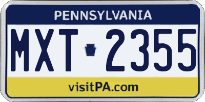 PA license plate MXT2355