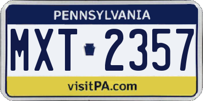 PA license plate MXT2357