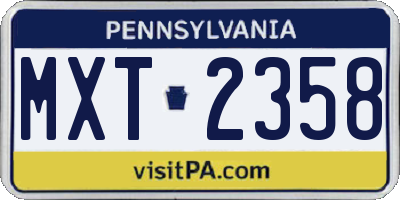 PA license plate MXT2358
