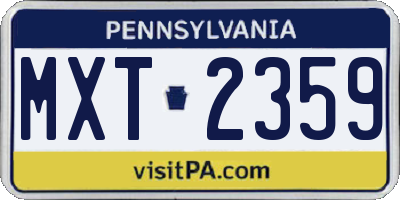 PA license plate MXT2359