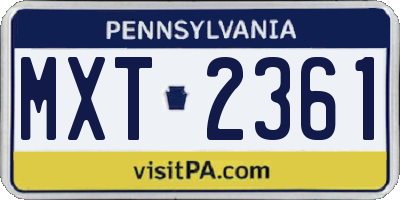 PA license plate MXT2361