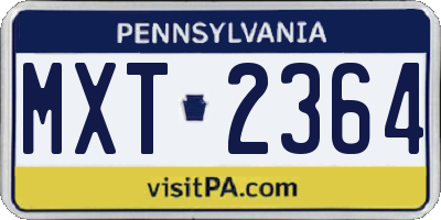 PA license plate MXT2364