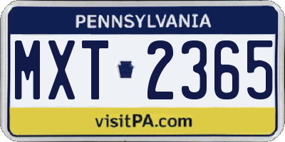 PA license plate MXT2365