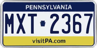 PA license plate MXT2367