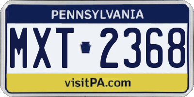 PA license plate MXT2368