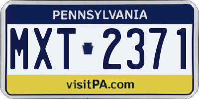 PA license plate MXT2371