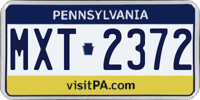 PA license plate MXT2372