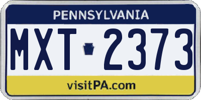 PA license plate MXT2373