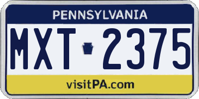 PA license plate MXT2375