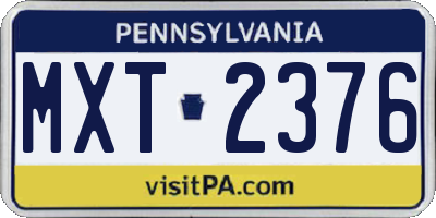 PA license plate MXT2376