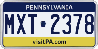 PA license plate MXT2378