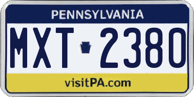 PA license plate MXT2380