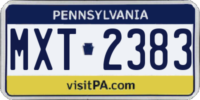 PA license plate MXT2383