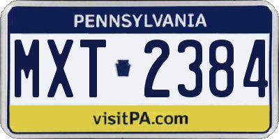 PA license plate MXT2384
