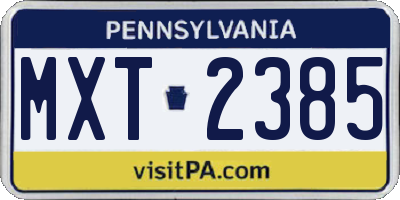 PA license plate MXT2385