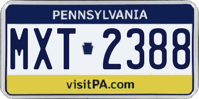 PA license plate MXT2388