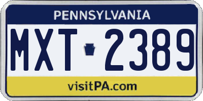 PA license plate MXT2389