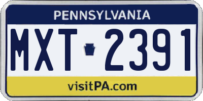 PA license plate MXT2391