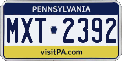PA license plate MXT2392