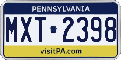 PA license plate MXT2398