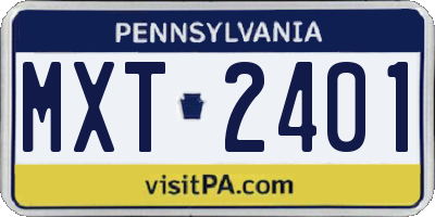 PA license plate MXT2401