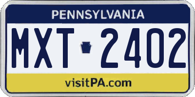 PA license plate MXT2402