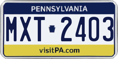 PA license plate MXT2403