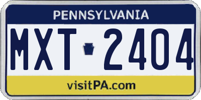 PA license plate MXT2404